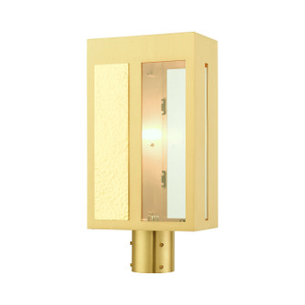 Lafayette One Light Outdoor Post Top Lantern in Satin Brass w/ Hammered Polished Brass Panels (107|27416-12)