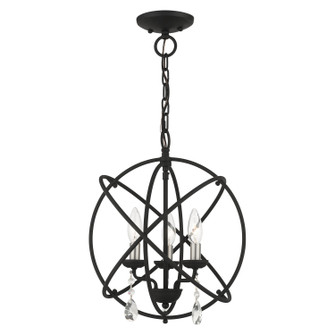 Aria Three Light Convertible Chandelier / Semi Flush in Black w/ Satin Nickels (107|40904-04)