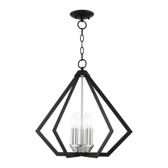 Prism Five Light Chandelier in Black w/ Brushed Nickel Cluster (107|40925-04)