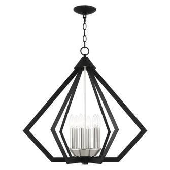 Prism Six Light Chandelier in Black w/ Brushed Nickel Cluster (107|40926-04)