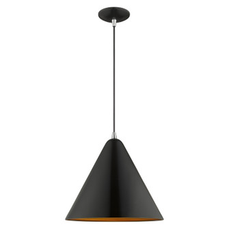 Dulce One Light Mini Pendant in Shiny Black w/ Polished Chromes (107|41176-68)
