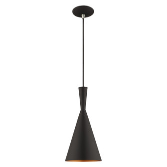 Waldorf One Light Mini Pendant in Black w/ Brushed Nickels (107|41185-04)