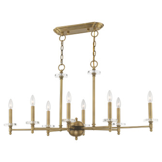 Bennington Eight Light Linear Chandelier in Antique Brass w/ Bronze (107|42708-01)