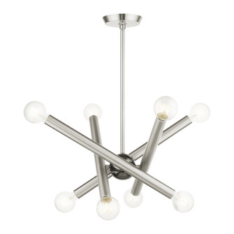 Stafford Eight Light Chandelier in Brushed Nickel w/ Black Chromes (107|45584-91)