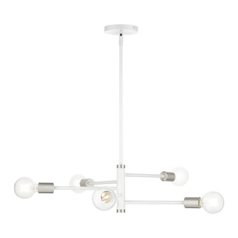 Bannister Five Light Chandelier in White w/ Brushed Nickels (107|45865-03)