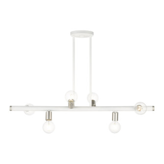 Bannister Six Light Linear Chandelier in White w/ Brushed Nickels (107|45866-03)