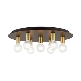 Hillview Seven Light Flush Mount in Bronze w/ Satin Brasss (107|45876-07)