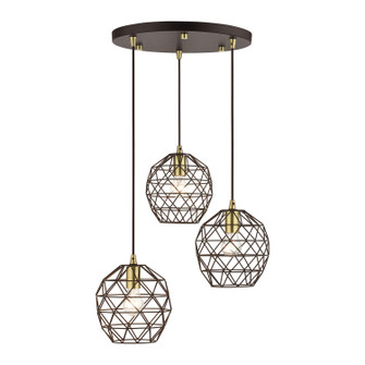 Geometrix Three Light Pendant in Bronze w/ Antique Brasss (107|46593-07)