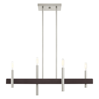 Denmark Four Light Chandelier in Brushed Nickel w/ Bronzes (107|49334-91)