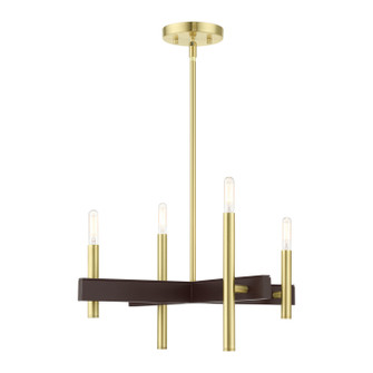 Denmark Four Light Chandelier in Satin Brass w/ Bronzes (107|49344-12)