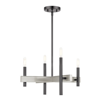 Denmark Four Light Chandelier in Black Chrome w/ Brushed Nickels (107|49344-46)