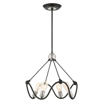 Archer Four Light Chandelier in Textured Black w/ Brushed Nickels (107|49733-14)