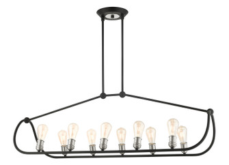 Archer Ten Light Linear Chandelier in Textured Black w/ Brushed Nickels (107|49738-14)