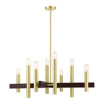 Helsinki Eight Light Chandelier in Satin Brass w/ Bronzes (107|49998-12)