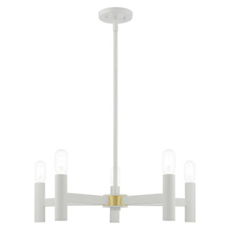 Copenhagen Five Light Chandelier in White w/ Satin Brasss (107|51135-03)