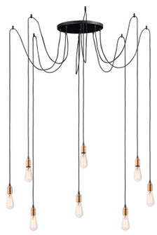 Early Electric Eight Light Pendant in Black / Antique Brass (16|12128BKAB)