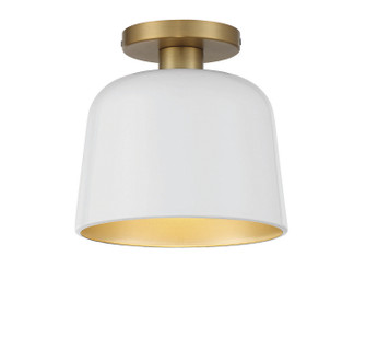 One Light Semi-Flush Mount in White with Natural Brass (446|M60067WHNB)