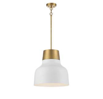 One Light Pendant in White with Natural Brass (446|M70115WHNB)