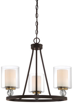 Studio 5 Three Light Chandelier in Painted Bronze w/Natural Brushed Brass (7|3077-416)