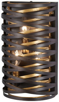 Vortic Flow Three Light Wall Sconce in Dark Bronze W/Mosaic Gold Inte (7|3673-111)