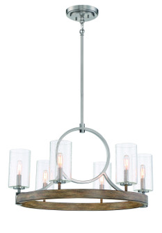 Country Estates Six Light Chandelier in Sun Faded Wood W/Brushed Nicke (7|4015-280)