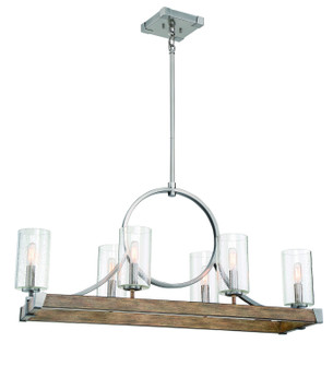 Country Estates Six Light Island Pendant in Sun Faded Wood w/Brush Nickel (7|4016-280)