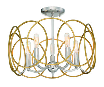Chassell Five Light Pendant/Semi Flush in Painted Honey Gold With Polish (7|4025-679)
