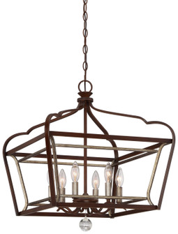 Astrapia Six Light Pendant in Dark Rubbed Sienna w/Aged Silver (7|4348-593)