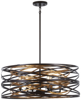 Vortic Flow Six Light Pendant in Dark Bronze w/Mosaic Gold Interior (7|4673-111)