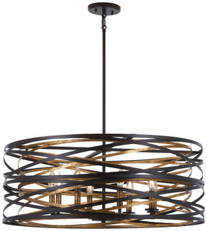 Vortic Flow Eight Light Pendant in Dark Bronze w/Mosaic Gold Interior (7|4677-111)