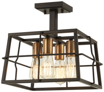 Keely Calle Four Light Semi Flush Mount in Painted Bronze w/Natural Brushed Brass (7|4769-416)