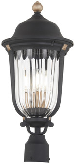 Peale Street Three Light Outdoor Post Mount in Sand Coal And Vermeil Gold (7|73238-738)
