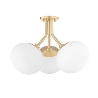 Estee Three Light Semi Flush Mount in Aged Brass (428|H134603-AGB)