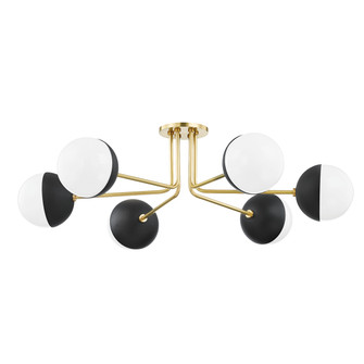 Renee Six Light Semi Flush Mount in Aged Brass (428|H344606-AGB/BK)