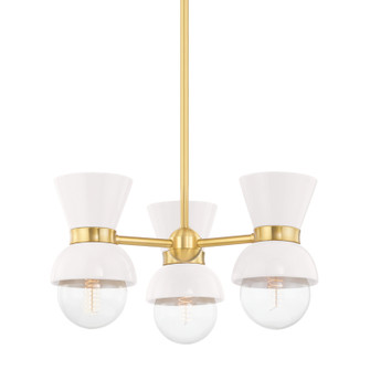 Gillian Three Light Semi Flush Mount in Aged Brass/Ceramic Gloss Cream (428|H469603-AGB/CCR)