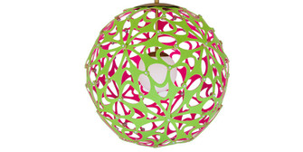 Groovy LED Chandelier in Green/Pink & Aged Brass (281|PD-89948-GN/PK-AB)