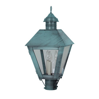 Boston Three Light Post Mount in Verdi Gris (196|1113-VG-LT3-CSG)