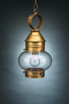 Cageless Onion One Light Hanging Lantern in Antique Brass (196|2032-AB-MED-CLR)