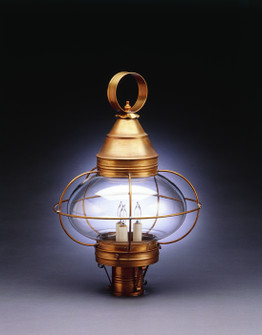 Onion Three Light Post Mount in Antique Brass (196|2573-AB-LT3-CLR)