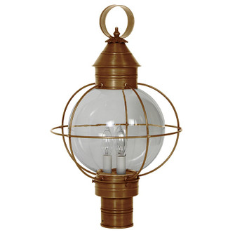 Round Three Light Post Mount in Antique Brass (196|2843-AB-LT3-CLR)