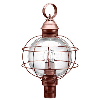 Round Three Light Post Mount in Antique Copper (196|2853-AC-LT3-CSG)