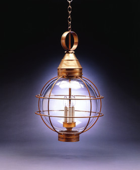 Round Onion Three Light Hanging Lantern in Antique Brass (196|2862-AB-LT3-CLR)