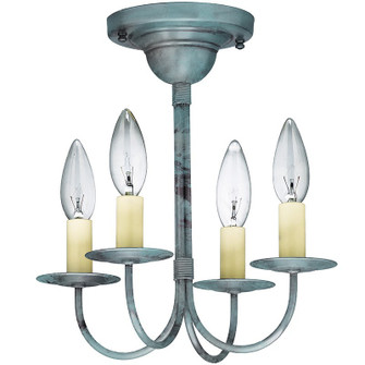 Flush Four Light Hanging Lantern in Verdi Gris (196|904F-VG-LT4)