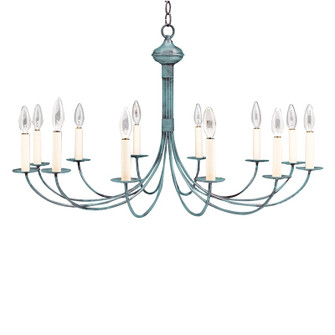 Chandelier 12 Light Hanging Lantern in Verdi Gris (196|952-VG-LT12)