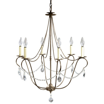 Chandelier Six Light Hanging Lantern in Dark Antique Brass (196|959-DAB-LT6-CRY)