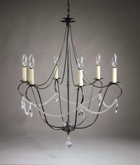 Chandelier Six Light Hanging Lantern in Dark Brass (196|959-DB-LT6-CRY)