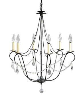 Chandelier Six Light Hanging Lantern in Dark Brass (196|959-DB-LT6-CRY)