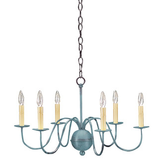 Chandelier Six Light Hanging Lantern in Verdi Gris (196|969-VG-LT6)