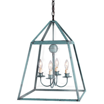 Foyer Four Light Hanging Lantern in Verdi Gris (196|9732-VG-LT904-CLR)