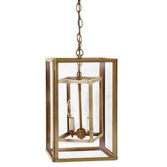 Foyer Two Light Hanging Lantern in Antique Brass (196|SS1016-AB-LT2-CLR)